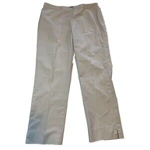 Lafeyette 148 Bleeker Business Casual Dress Khaki Straight Leg w/Slits Pants 12